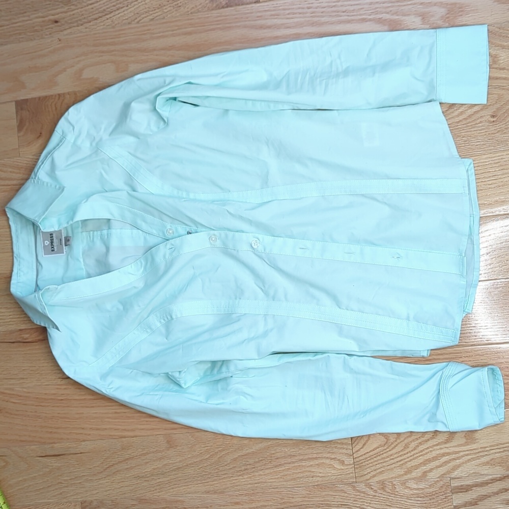 Express women's light teal dress shirt